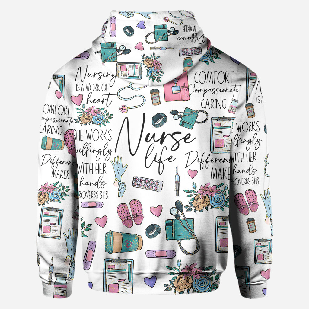 Nursing Is A Work Of Heart - Personalized Nurse All Over Shirt