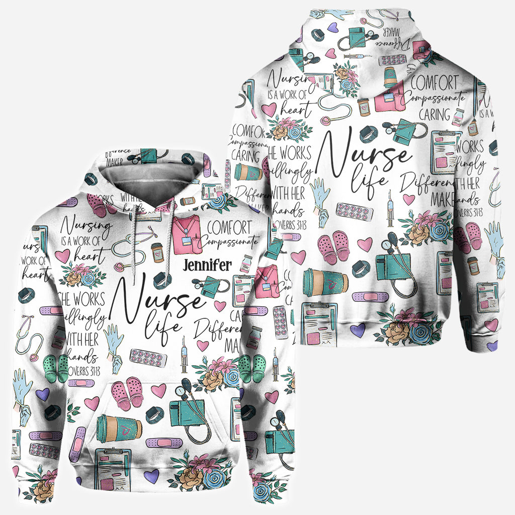 Nursing Is A Work Of Heart - Personalized Nurse All Over Shirt