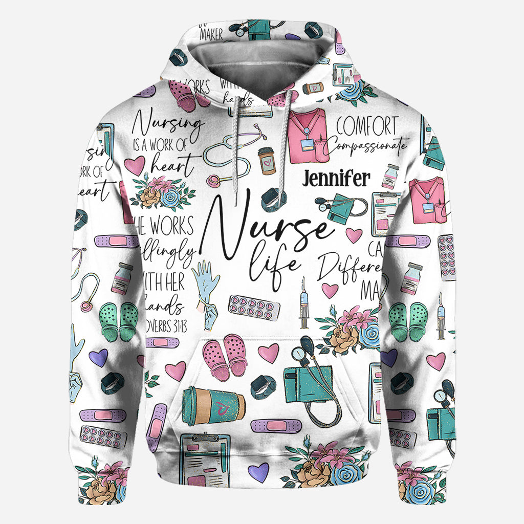 Nursing Is A Work Of Heart - Personalized Nurse All Over Shirt