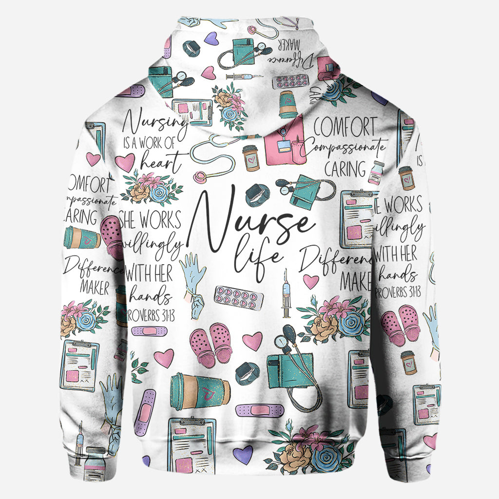 Nursing Is A Work Of Heart - Personalized Nurse All Over Shirt