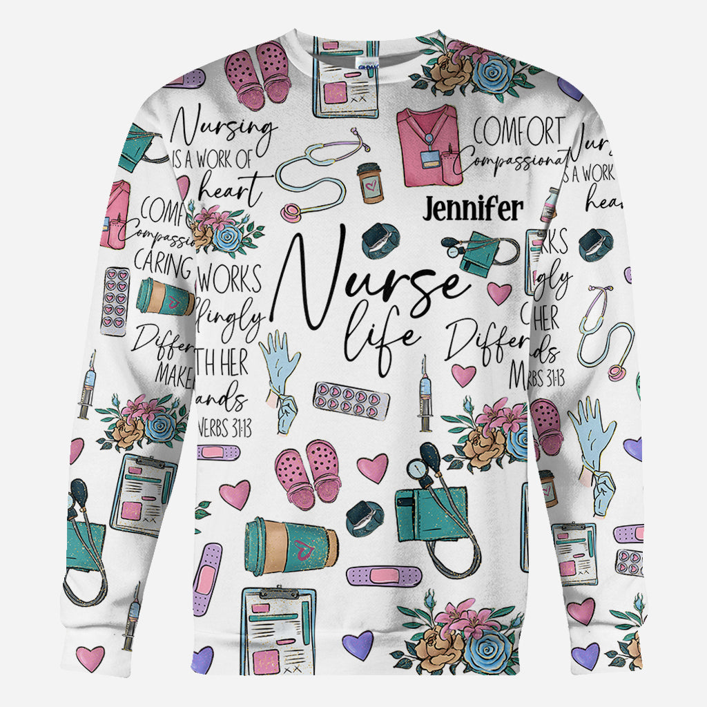 Nursing Is A Work Of Heart - Personalized Nurse All Over Shirt