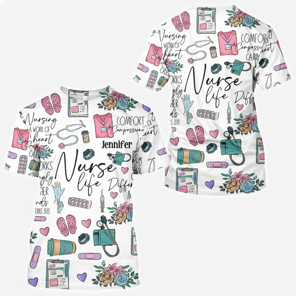 Nursing Is A Work Of Heart - Personalized Nurse All Over Shirt