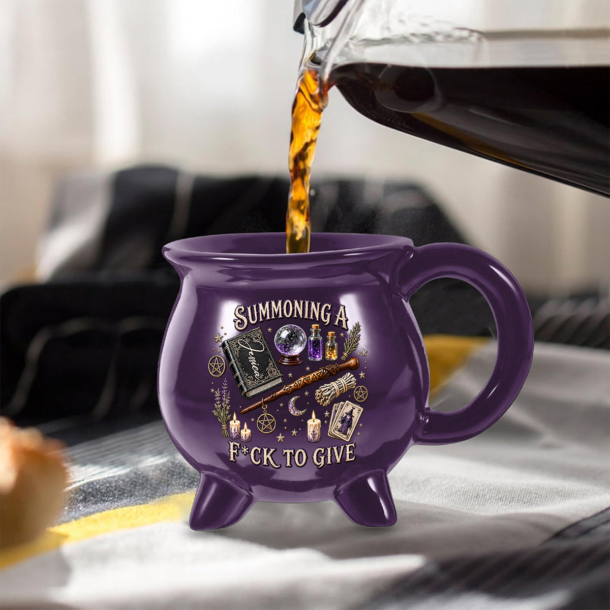 Summoning A Fck To Give - Personalized Witch Cauldron Mug
