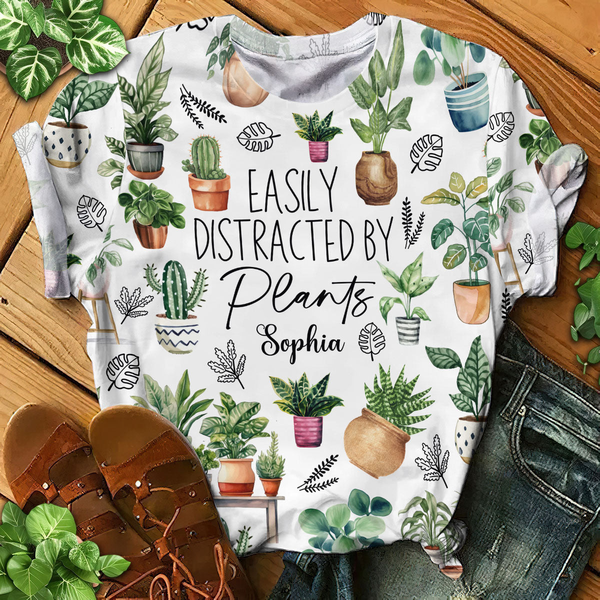 Easily Distracted By Plants - Personalized Gardening All Over Shirt
