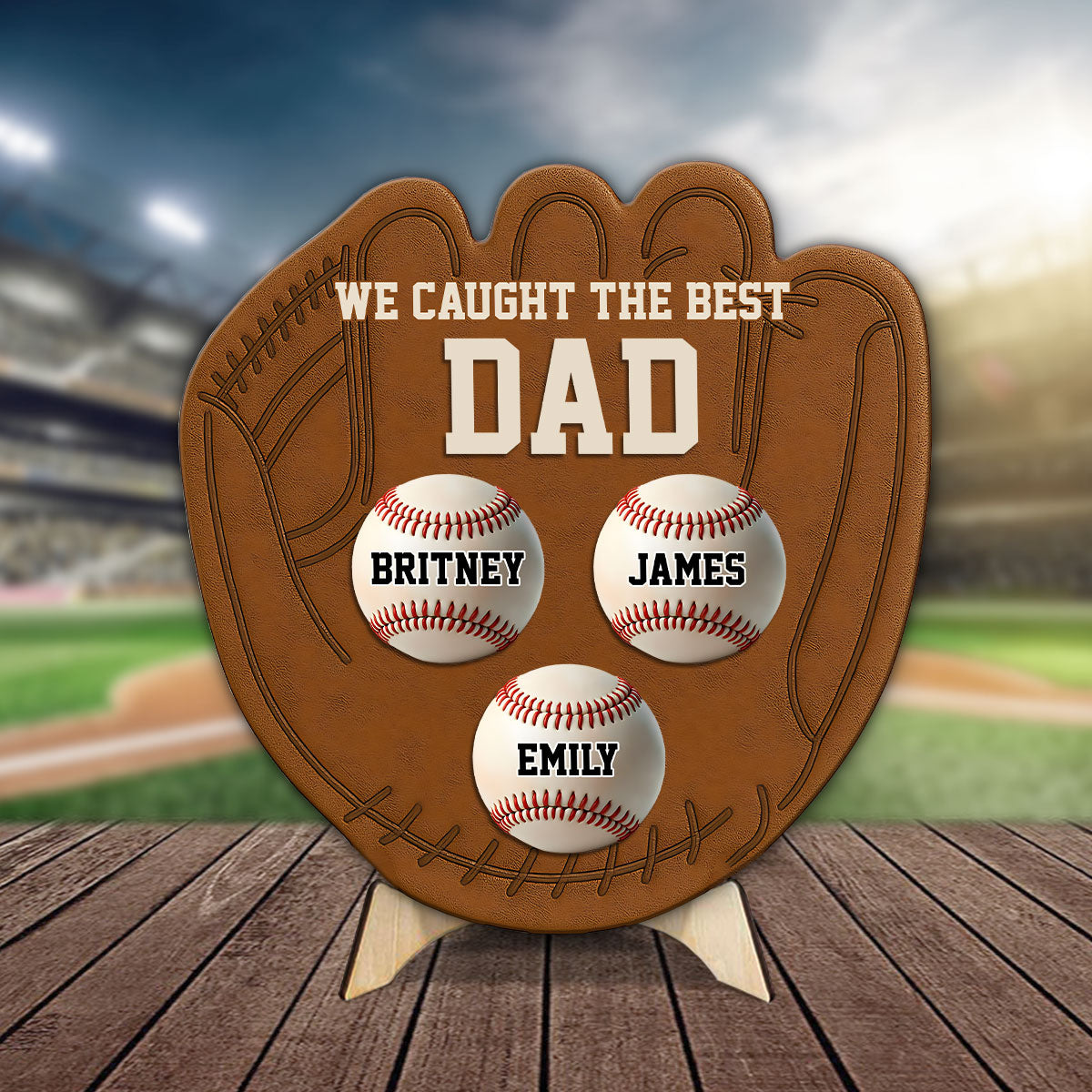 Baseball Glove Dad - Personalized Baseball 2 Layered Wood Sign / Wood Plaque