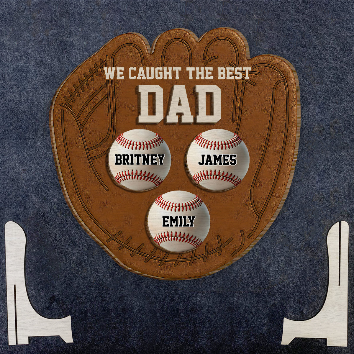 Baseball Glove Dad - Personalized Baseball 2 Layered Wood Sign / Wood Plaque