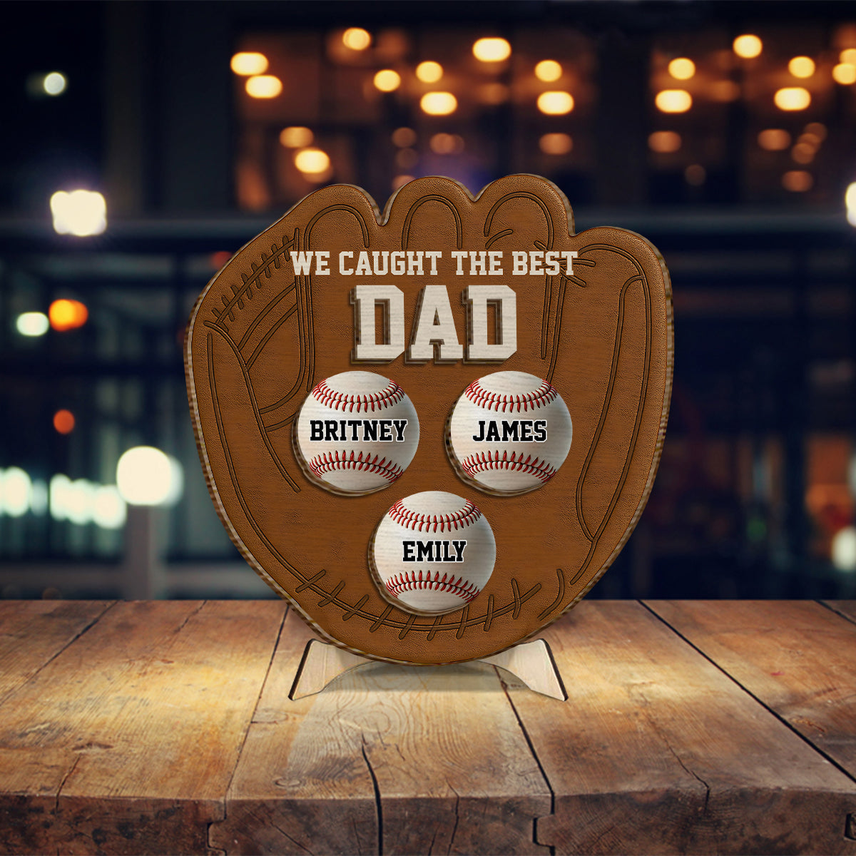 Baseball Glove Dad - Personalized Baseball 2 Layered Wood Sign / Wood Plaque