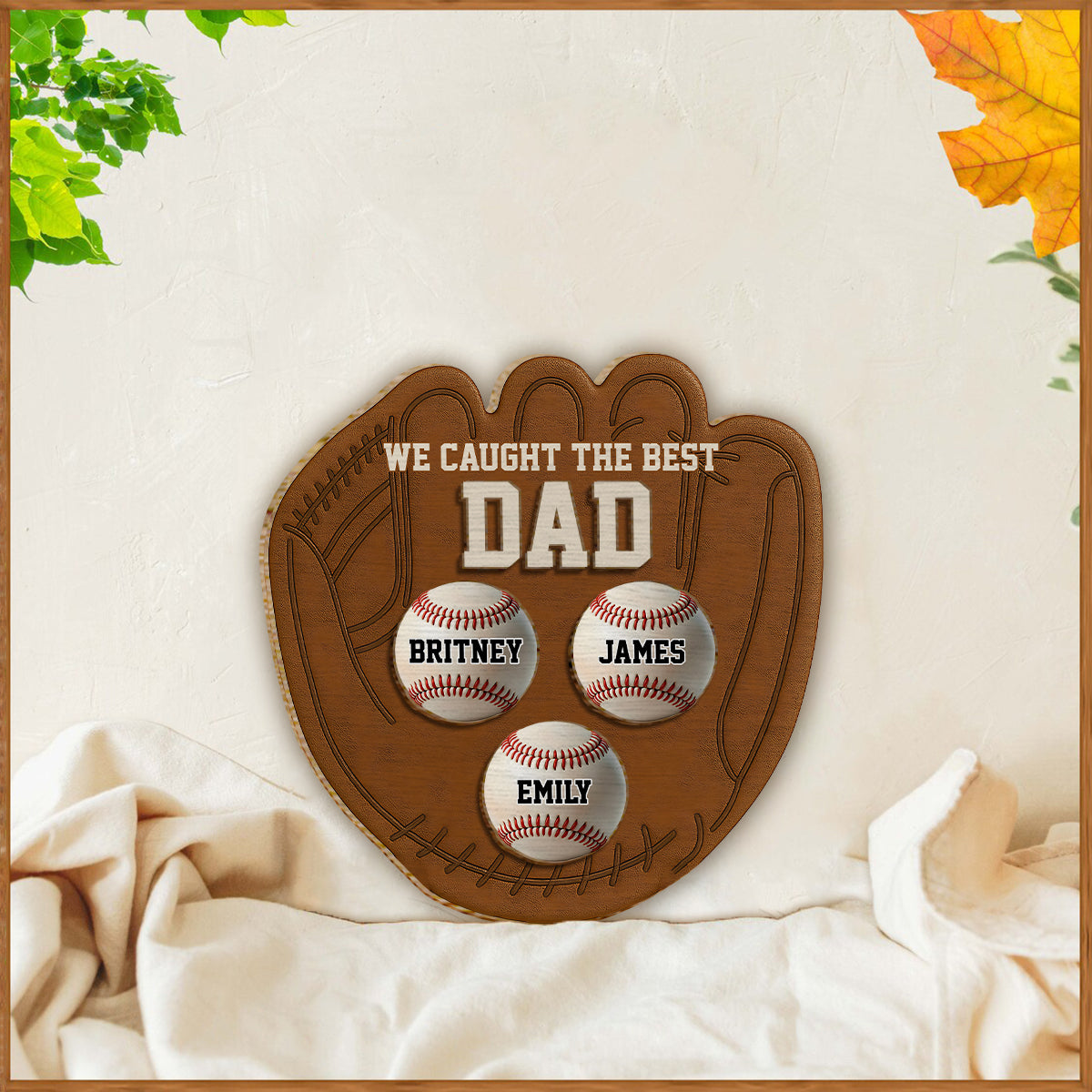 Baseball Glove Dad - Personalized Baseball 2 Layered Wood Sign / Wood Plaque