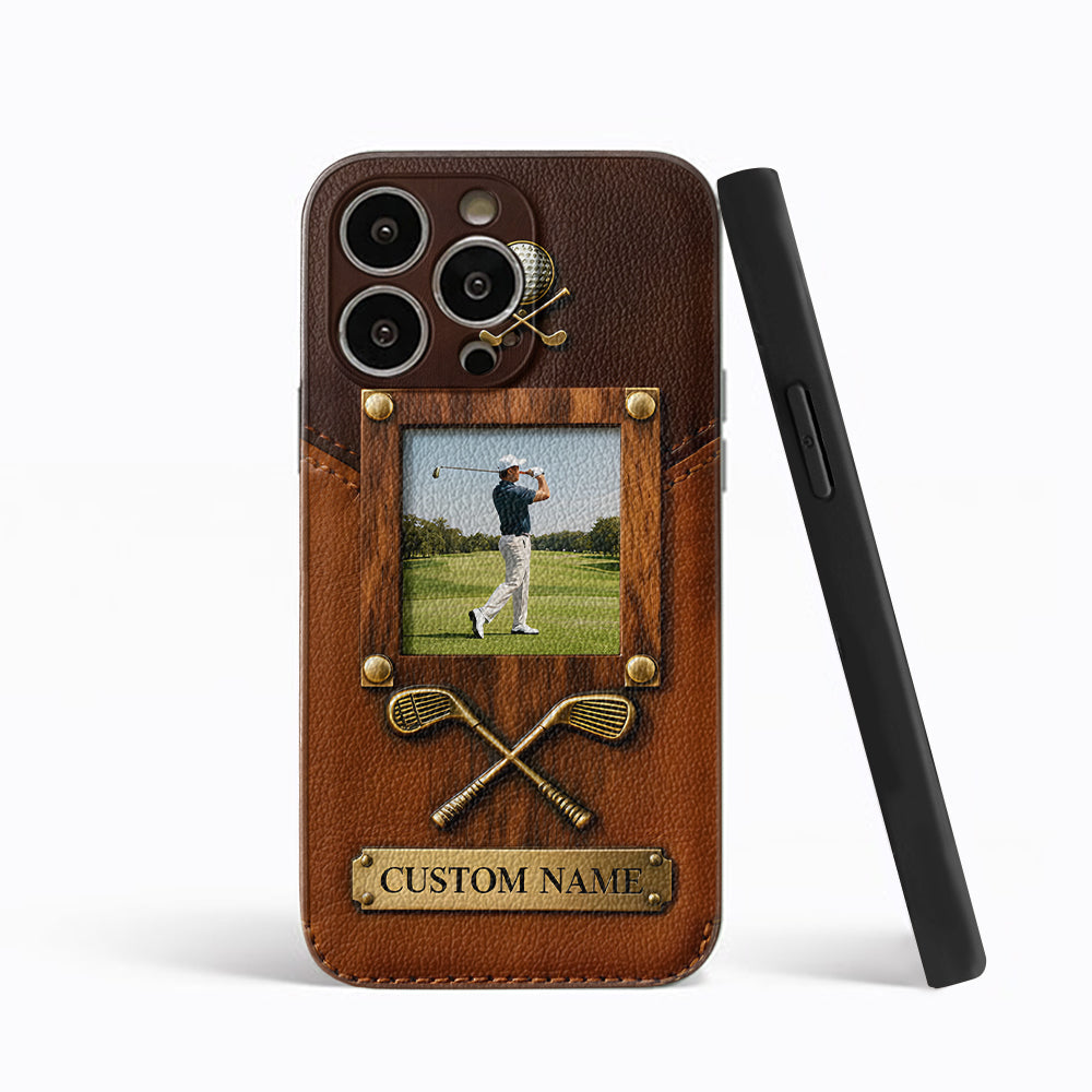 The Memory On The Course - Personalized Golf Leather Phone Case