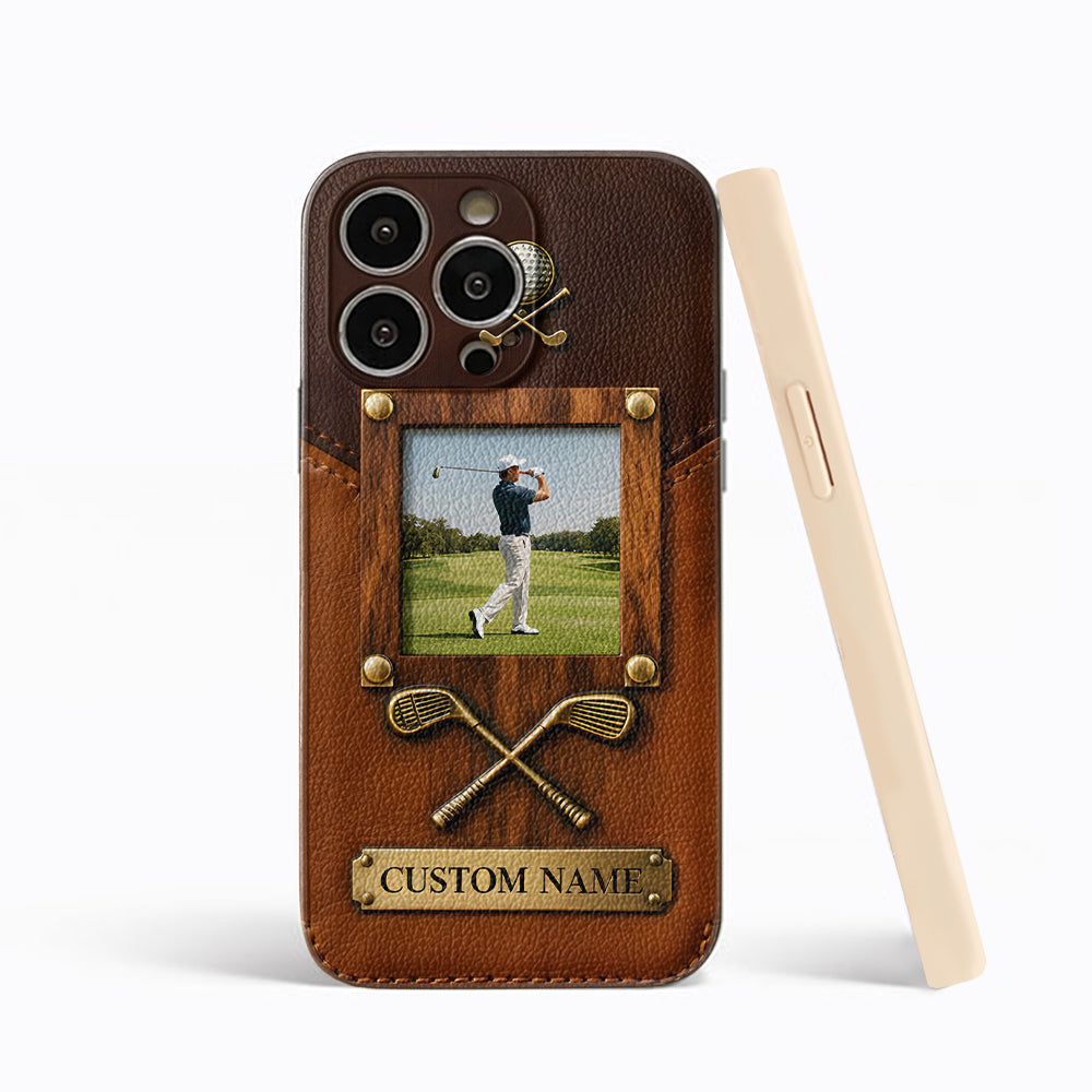 The Memory On The Course - Personalized Golf Leather Phone Case