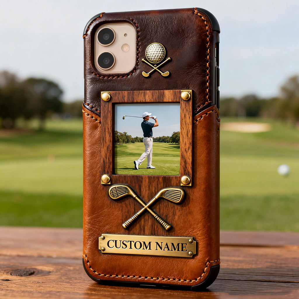 The Memory On The Course - Personalized Golf Leather Phone Case