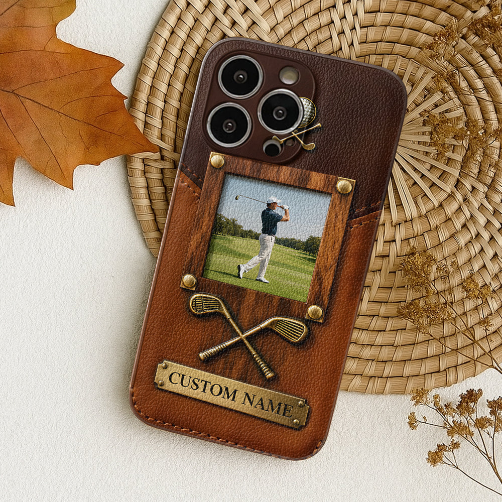 The Memory On The Course - Personalized Golf Leather Phone Case