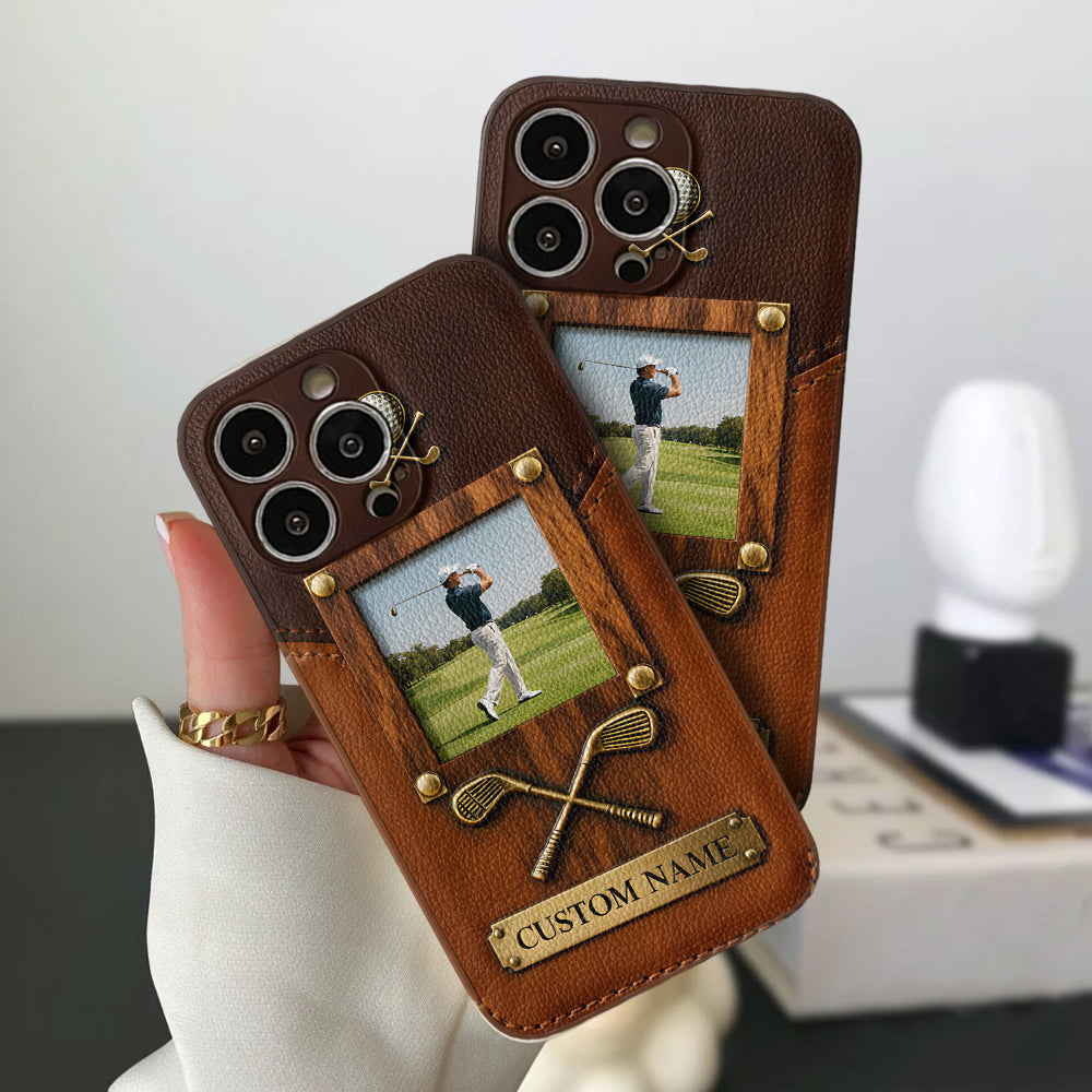 The Memory On The Course - Personalized Golf Leather Phone Case