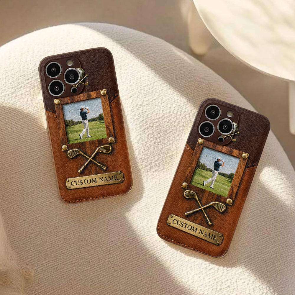 The Memory On The Course - Personalized Golf Leather Phone Case