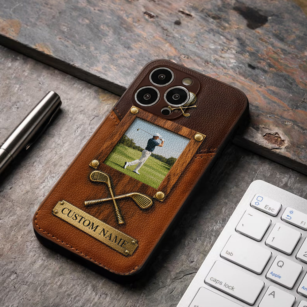 The Memory On The Course - Personalized Golf Leather Phone Case