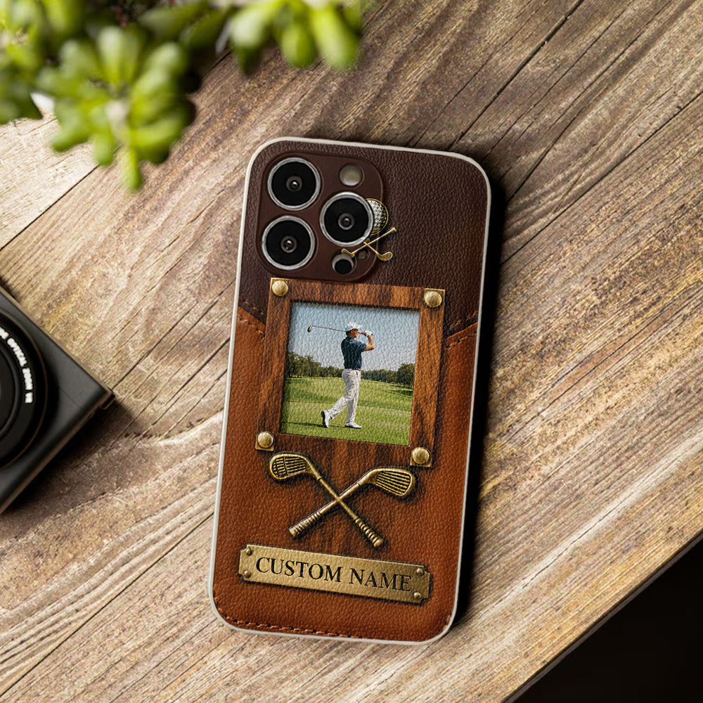 The Memory On The Course - Personalized Golf Leather Phone Case
