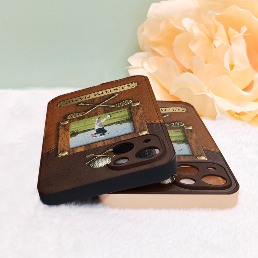 The Memory On The Course - Personalized Golf Leather Phone Case