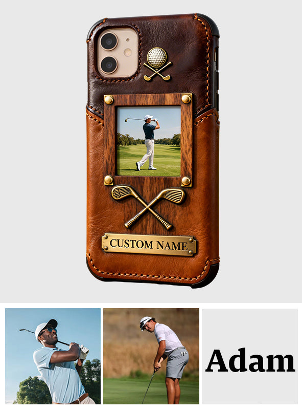 The Memory On The Course - Personalized Golf Leather Phone Case