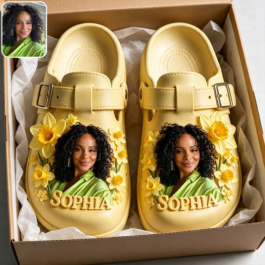 Custom Any Photo Birthmonth Flower - Personalized Self Love Clogs With Arch Support