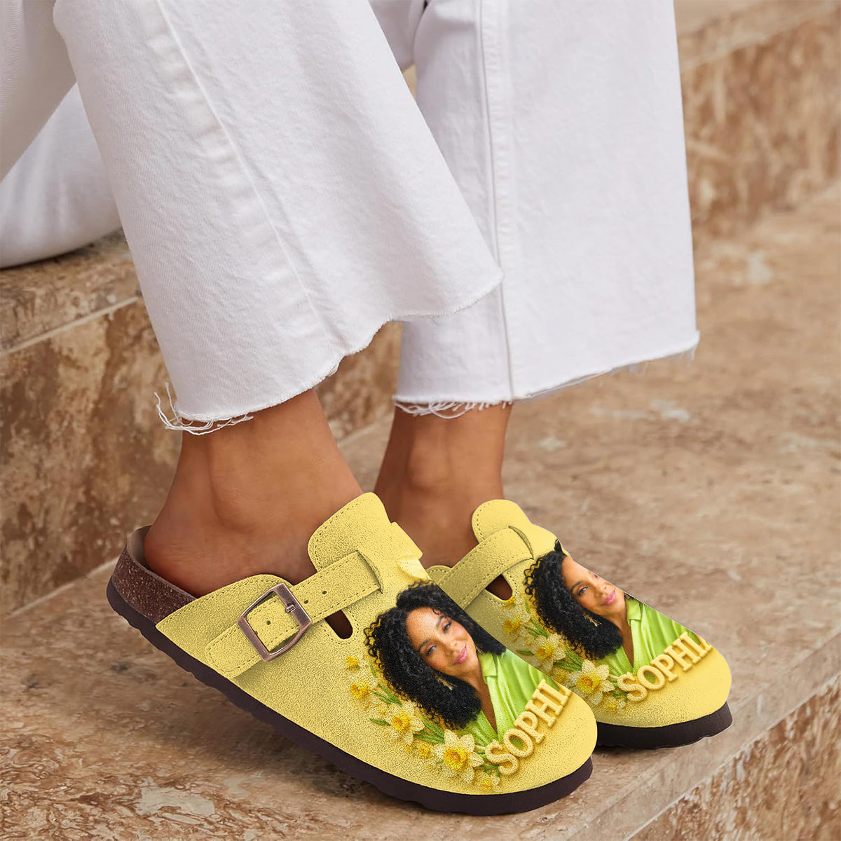 Custom Any Photo Birthmonth Flower - Personalized Self Love Clogs With Arch Support