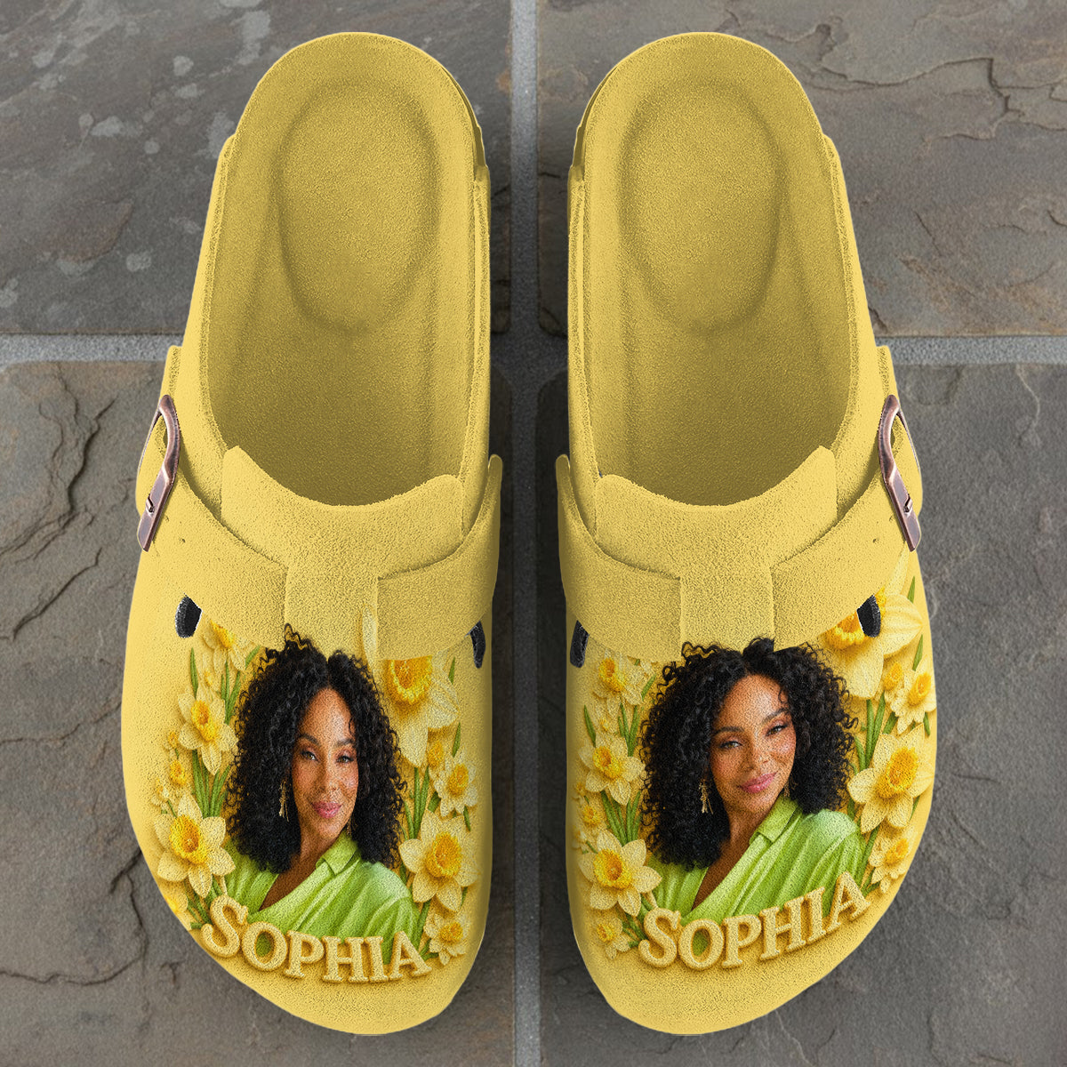 Custom Any Photo Birthmonth Flower - Personalized Self Love Clogs With Arch Support