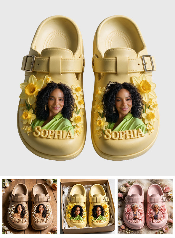 Custom Any Photo Birthmonth Flower - Personalized Self Love Clogs With Arch Support