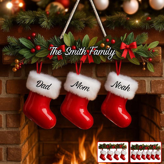 Family Stockings - Personalized Family Custom Shaped Wood Sign