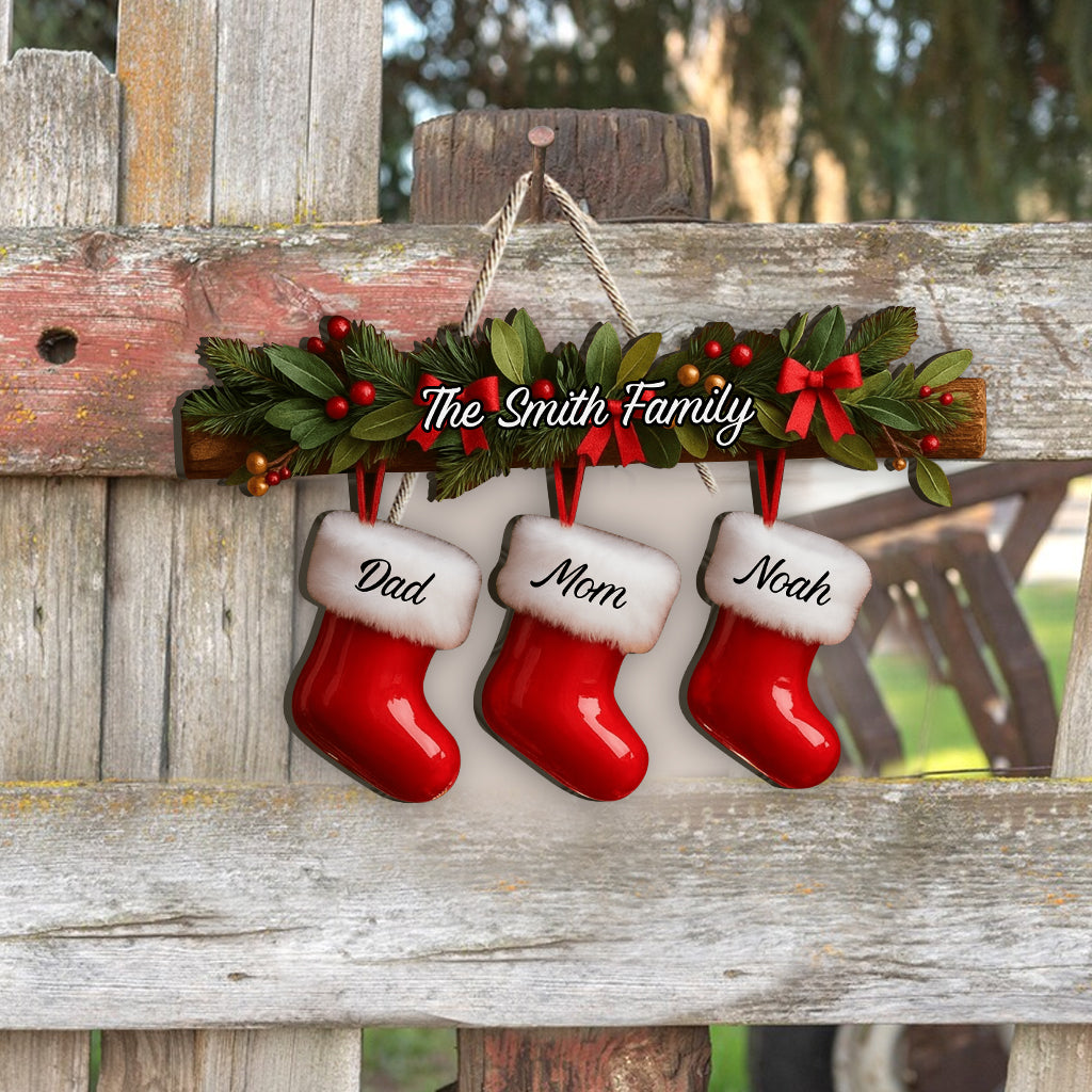 Family Stockings - Personalized Family Custom Shaped Wood Sign