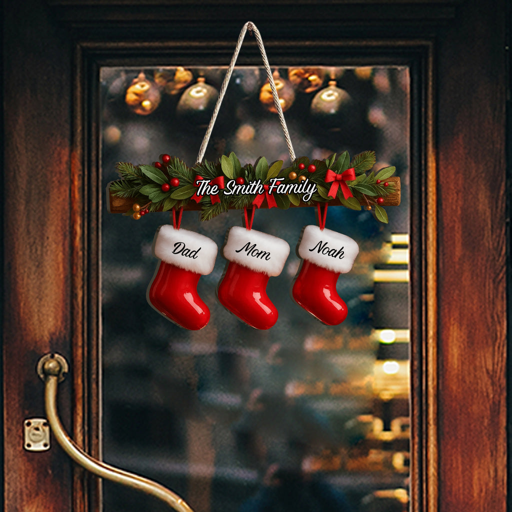 Family Stockings - Personalized Family Custom Shaped Wood Sign