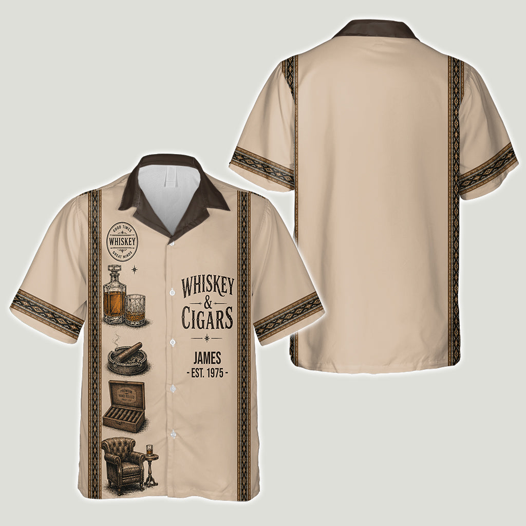Whiskey & Cigar - Personalized Whisky Hawaiian Shirt