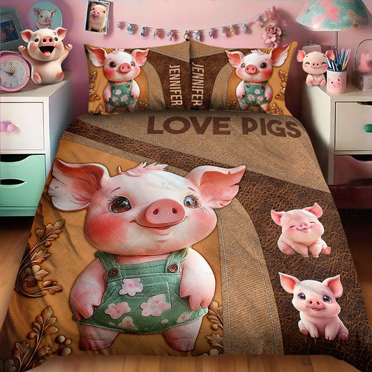 Cute Pig - Personalized Pig Lover Quilt Set