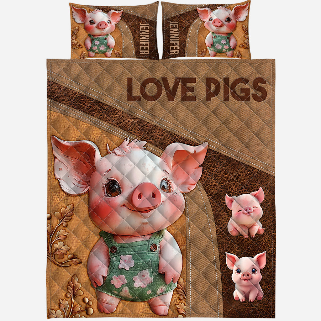 Cute Pig - Personalized Pig Lover Quilt Set