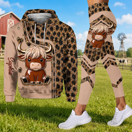 Cute Highlandcow - Personalized Highland Cow Hoodie and Leggings