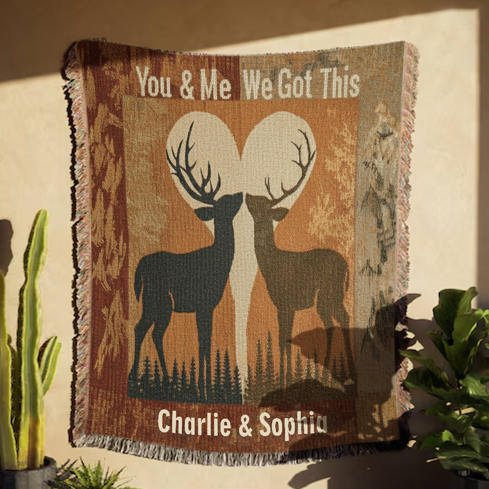 You & Me We Got This - Personalized Couple Woven Blanket