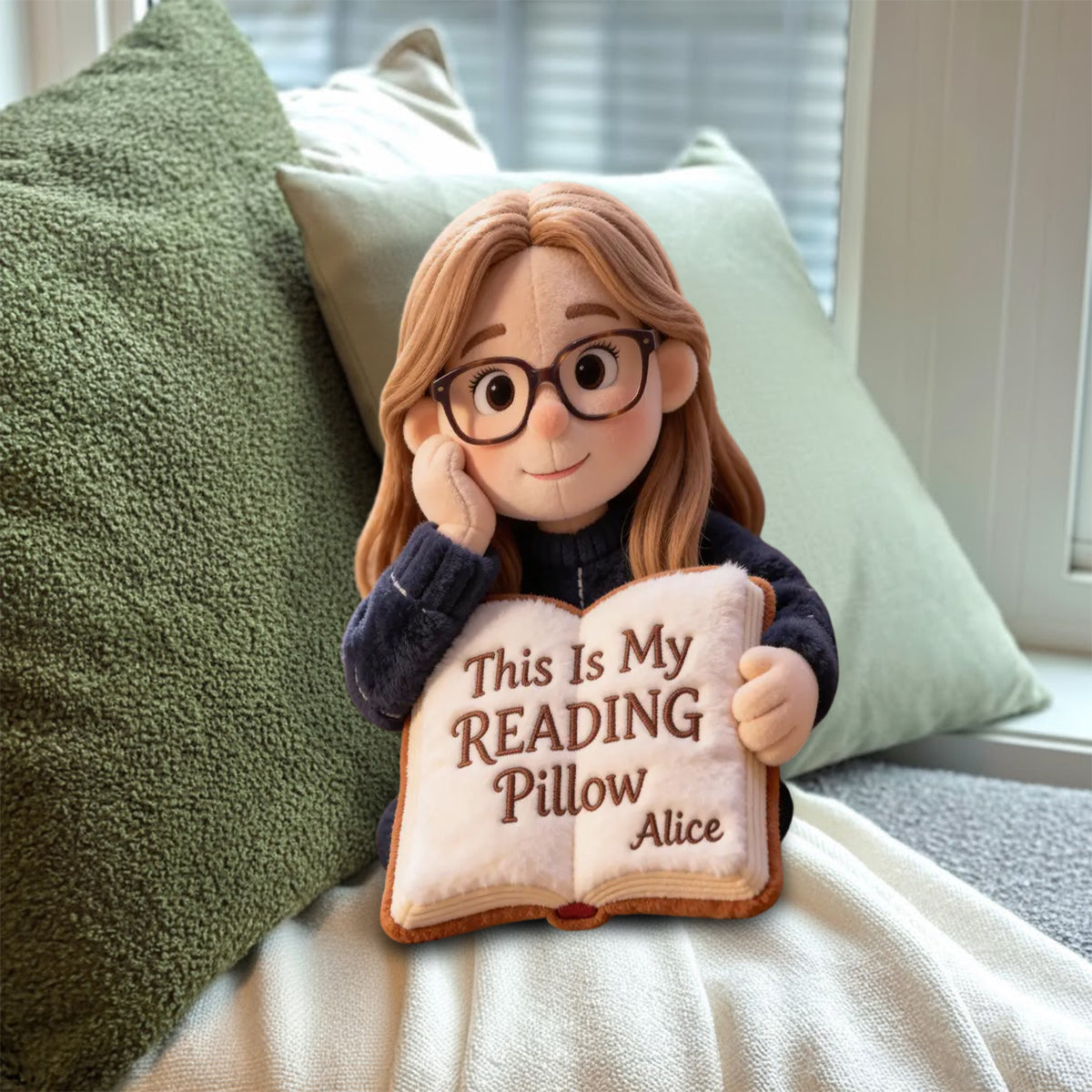 This Is My Reading Pillow - Personalized Book Faux Fur Shaped Pillow