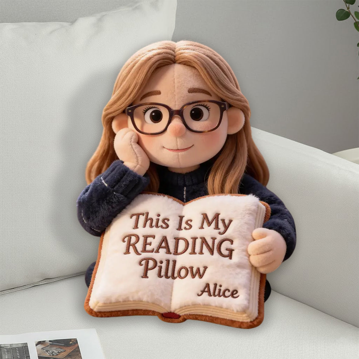This Is My Reading Pillow - Personalized Book Faux Fur Shaped Pillow