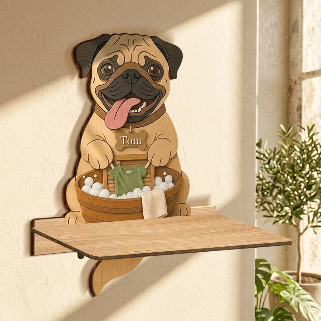 Funny Gift for Dog Owner - Personalized Dog Wooden Floating Shelf