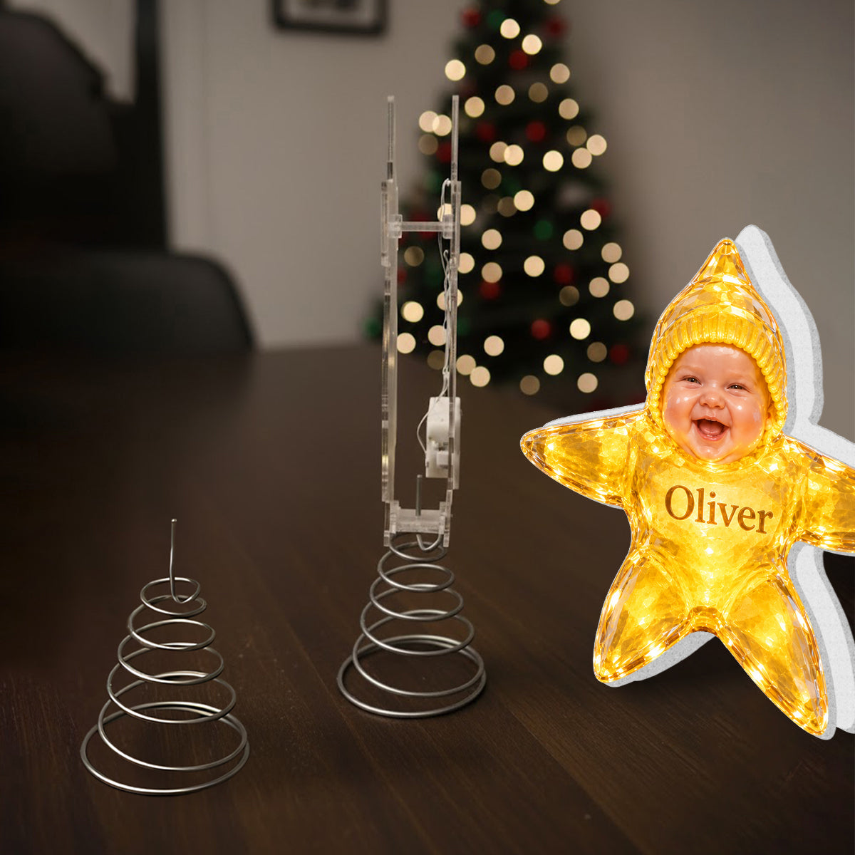 Funny Kid Sea Star Tree Topper - Personalized Kid LED Light Tree Topper
