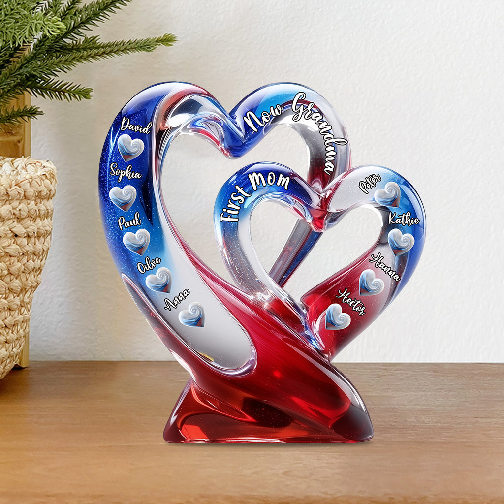 First Mom Now Grandma - Personalized Grandma Custom Shaped Acrylic Plaque