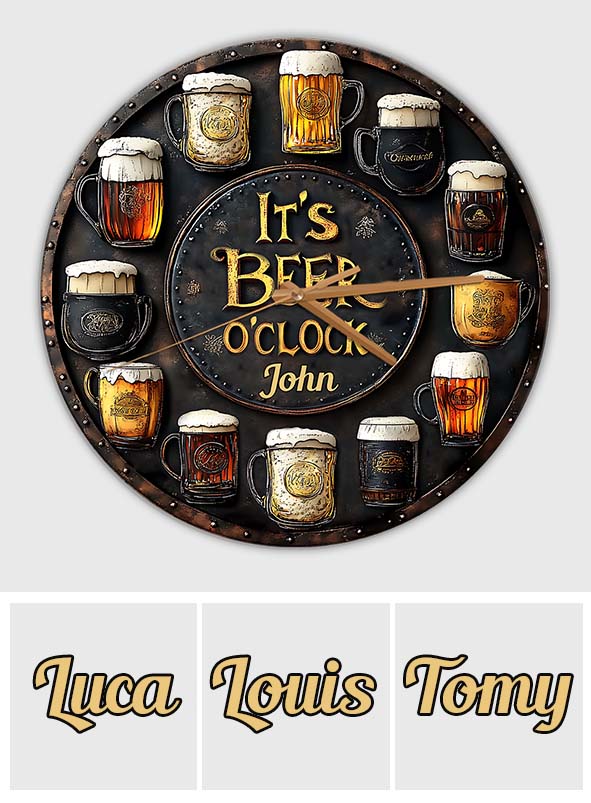 It's Beer O'clock - Personalized Beer Wall Clock