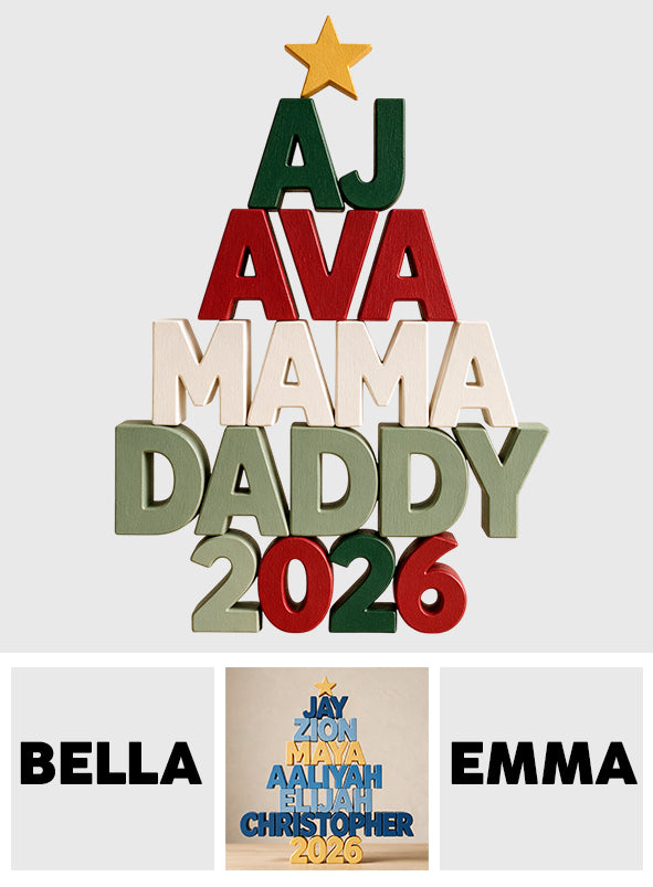 Family Name Christmas Tree - Personalized Family 2-Side Printed Acrylic Plaque