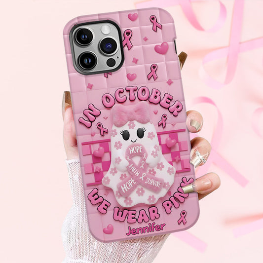 Cute Ghost Breast Cancer - Personalized Breast Cancer Awareness Full Print Phone Case