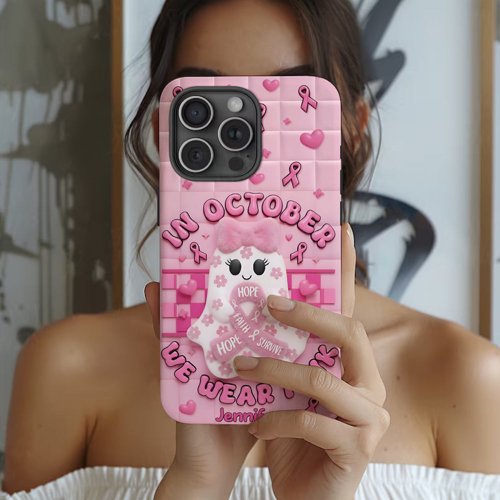 Cute Ghost Breast Cancer - Personalized Breast Cancer Awareness Full Print Phone Case