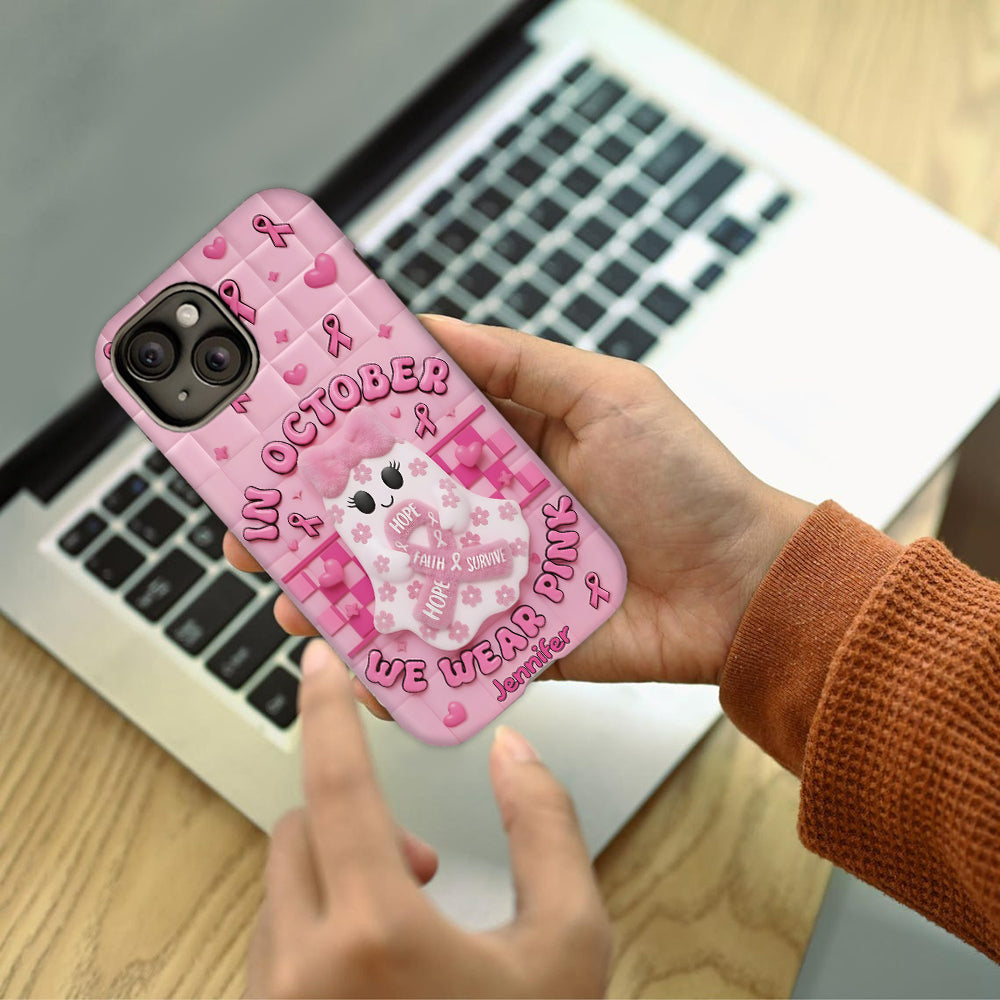 Cute Ghost Breast Cancer - Personalized Breast Cancer Awareness Full Print Phone Case