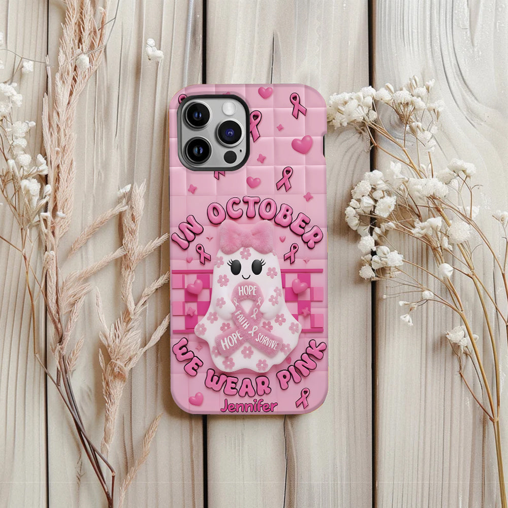 Cute Ghost Breast Cancer - Personalized Breast Cancer Awareness Full Print Phone Case