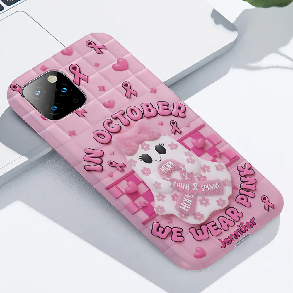 Cute Ghost Breast Cancer - Personalized Breast Cancer Awareness Full Print Phone Case