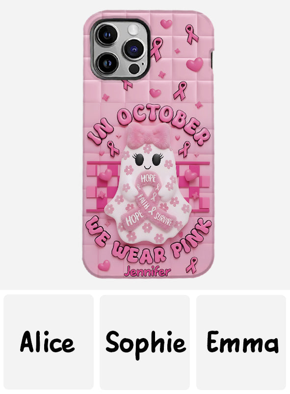 Cute Ghost Breast Cancer - Personalized Breast Cancer Awareness Full Print Phone Case