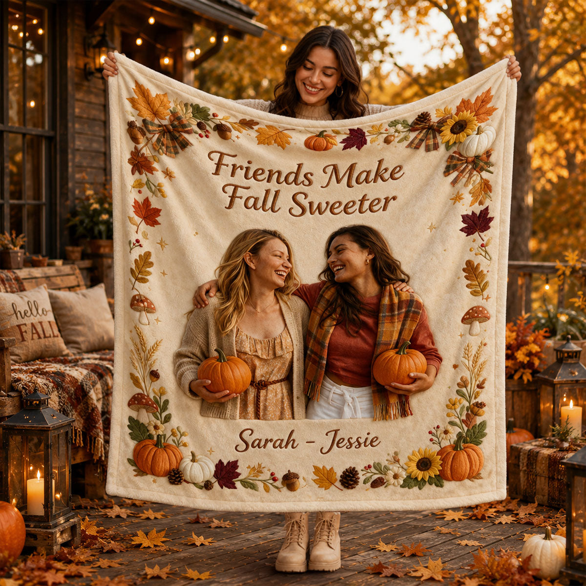 Cozy Days, Bestie Ways - Personalized Bestie Shaped Fleece Blanket