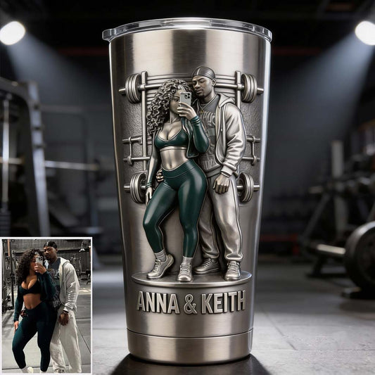 Gym Couple, Gym Gift For Him - Personalized Fitness Tumbler