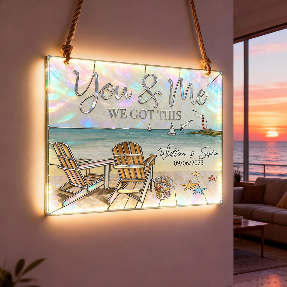 We Got This - Personalized Couple LED Light Acrylic Sign